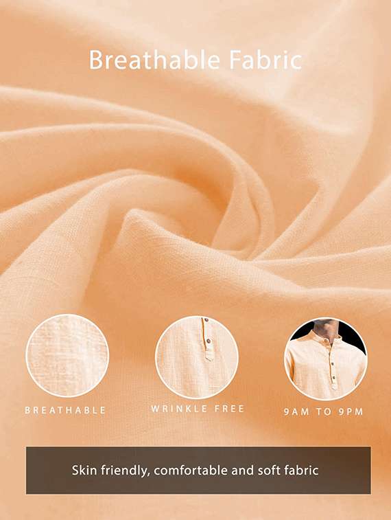 men solid mandarin neck short kurta - 22325440 -  Standard Image - 3