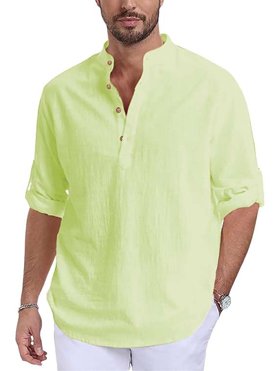 Men Solid Mandarin Neck Short Kurta - 22325451 -  Standard Image - 3