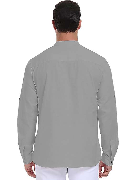 men solid mandarin neck short kurta - 22325452 -  Standard Image - 3