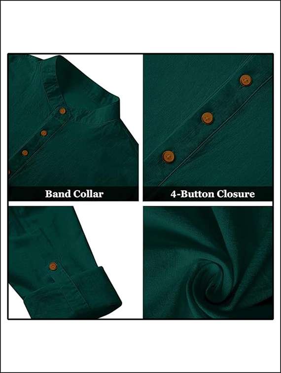 men solid mandarin neck short kurta - 22325484 -  Standard Image - 3