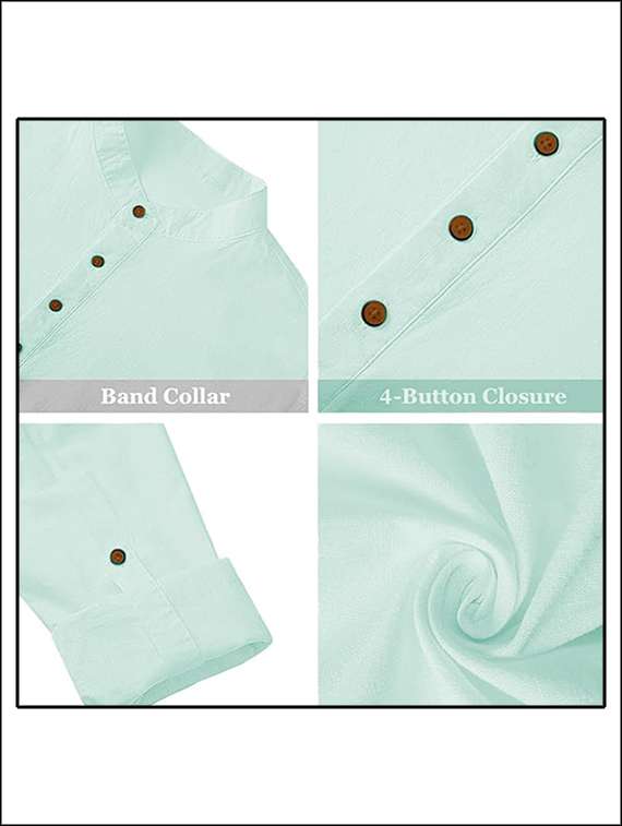 men solid mandarin neck short kurta - 22325490 -  Standard Image - 3