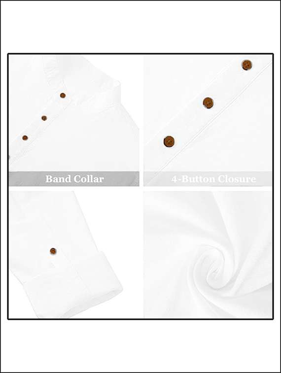 men solid mandarin neck short kurta - 22325494 -  Standard Image - 3