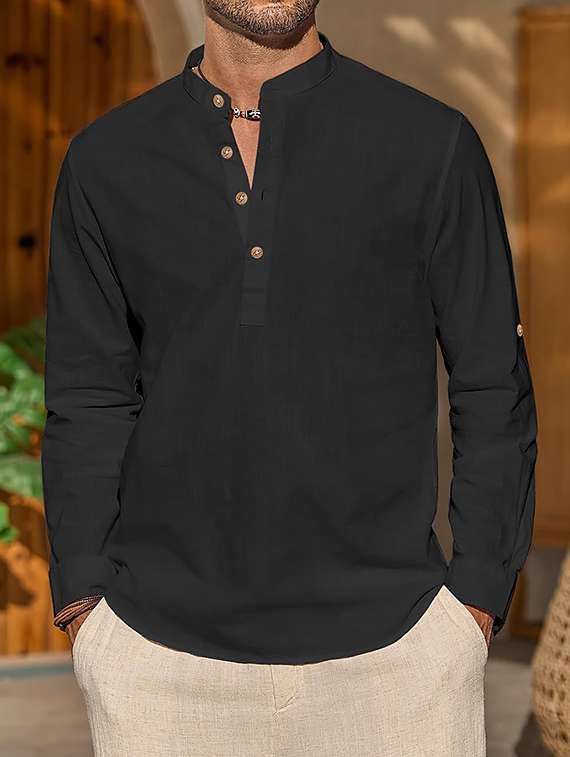 men solid mandarin neck short kurta