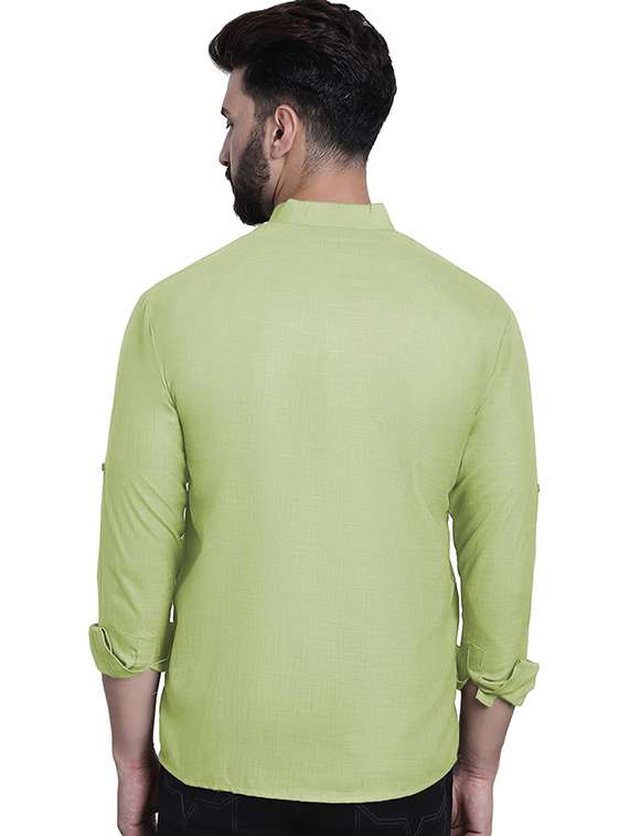men pack of 2 solid mandarin neck short kurta - 22325542 -  Standard Image - 3