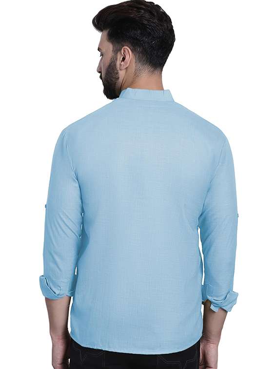 men pack of 2 solid mandarin neck short kurta - 22325543 -  Standard Image - 3