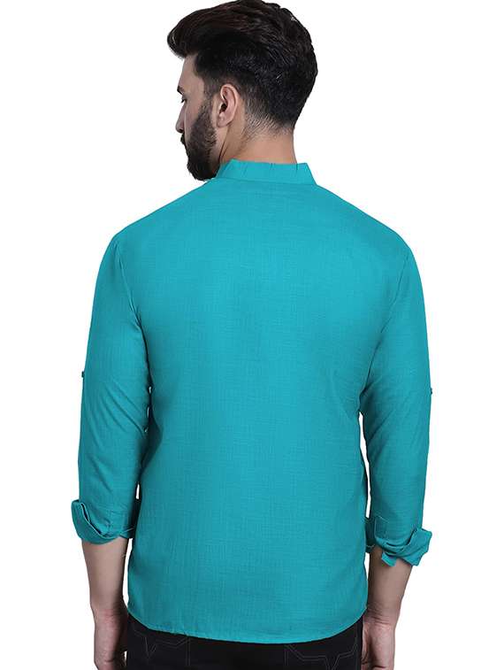 men pack of 2 solid mandarin neck short kurta - 22325544 -  Standard Image - 3