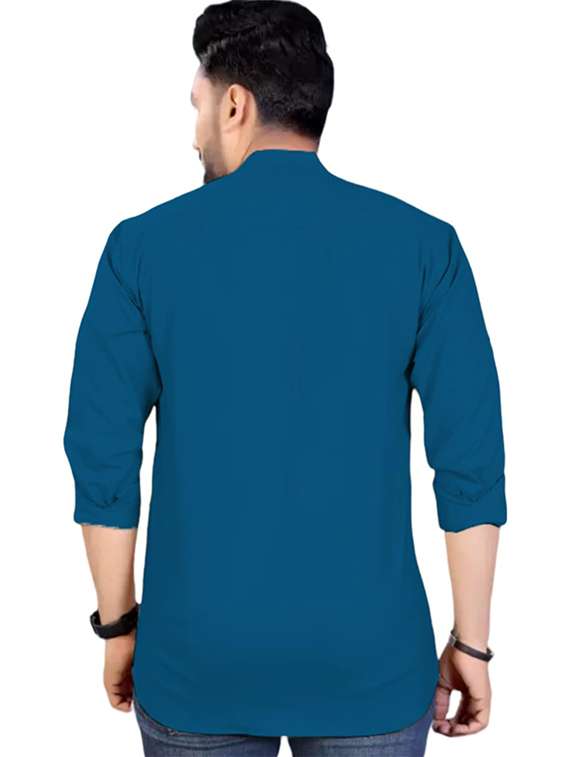 men pack of 2 solid mandarin neck short kurta - 22325557 -  Standard Image - 3