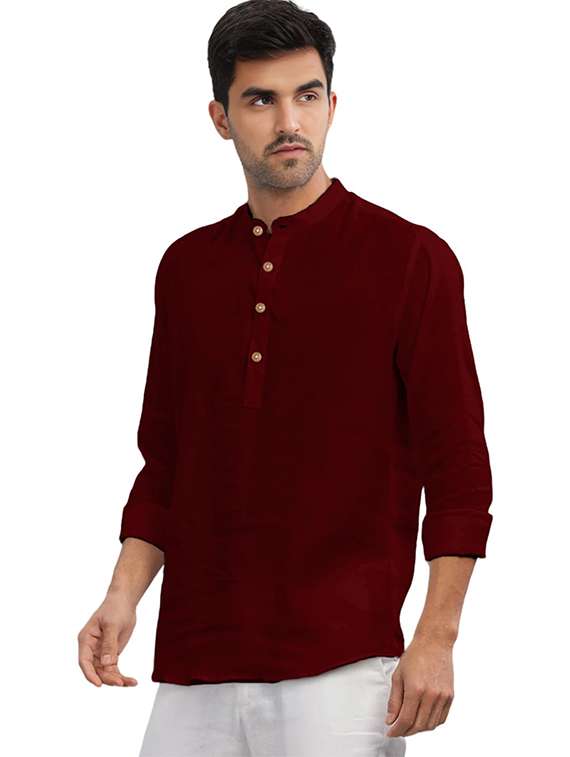 Men Pack Of 2 Solid Mandarin Neck Short Kurta - 22325614 -  Standard Image - 3