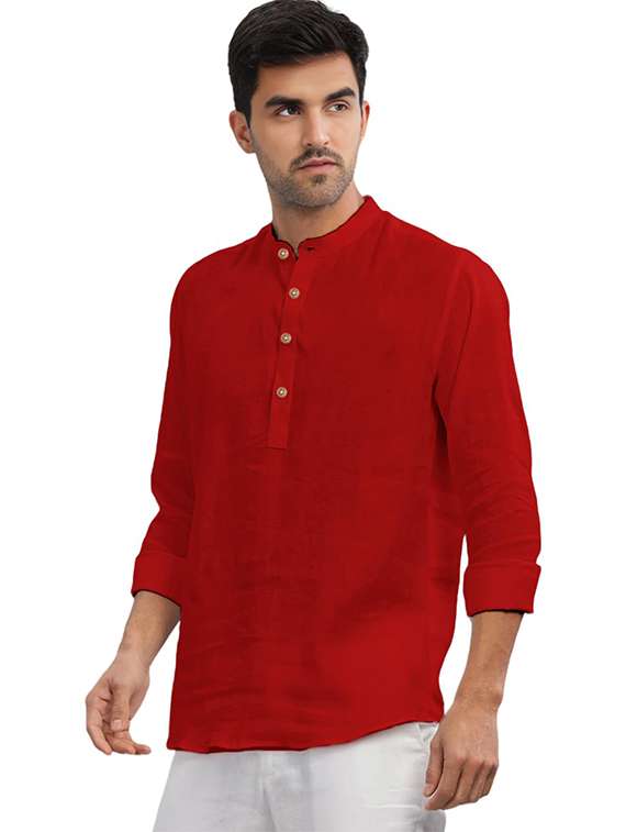 Men Pack Of 2 Solid Mandarin Neck Short Kurta - 22325620 -  Standard Image - 3