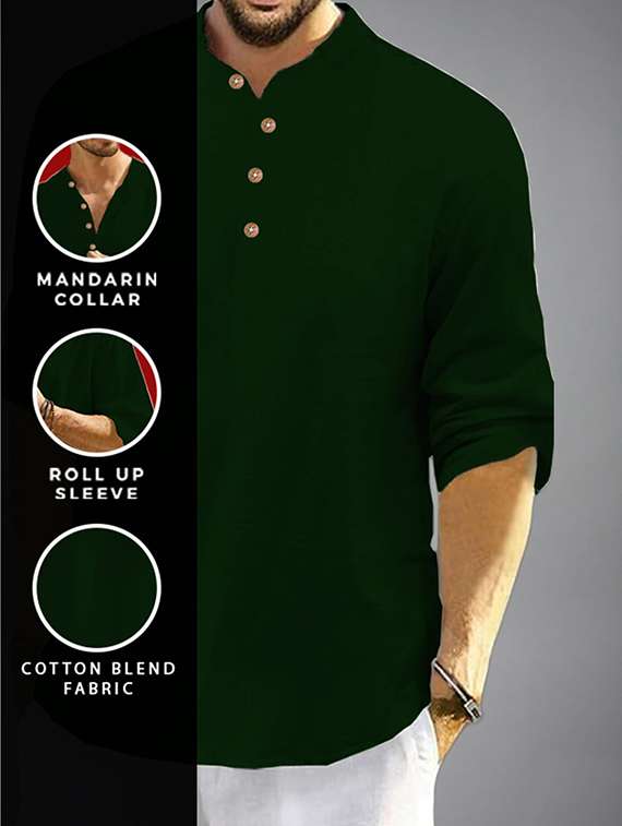 men solid mandarin neck short kurta - 22325995 -  Standard Image - 3