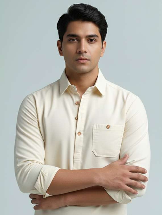 men solid long sleeve short kurta - 22326144 -  Standard Image - 3