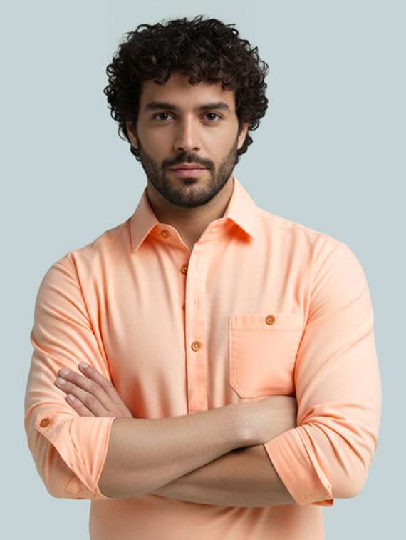 men solid long sleeve short kurta - 22326193 -  Standard Image - 3