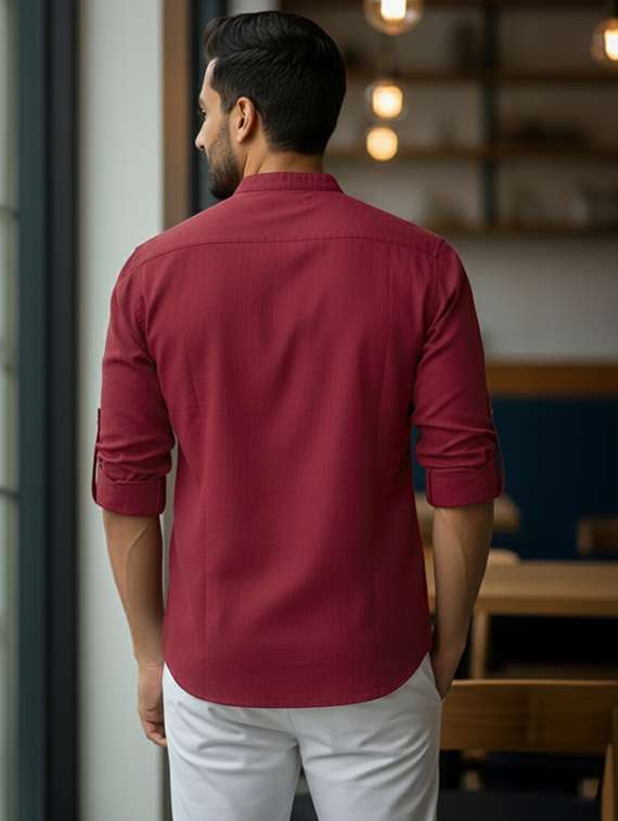 men solid mandarin neck short kurta - 22326369 -  Standard Image - 3