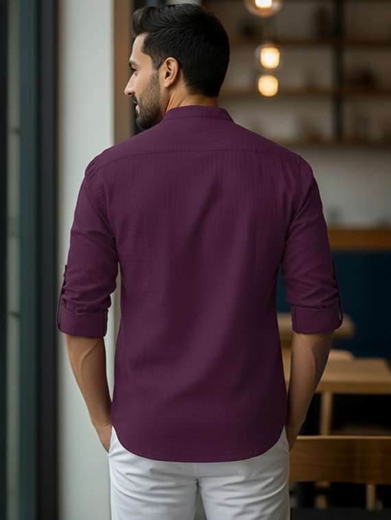 men solid mandarin neck short kurta - 22326370 -  Standard Image - 3