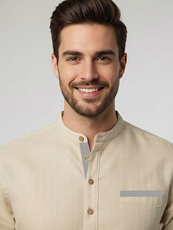 men solid mandarin neck short kurta - 22326425 -  Standard Image - 3