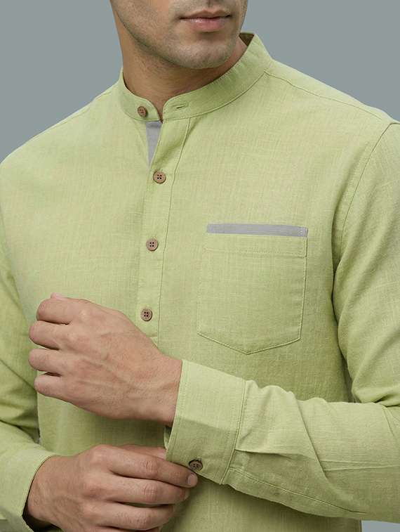 men solid mandarin neck short kurta - 22326470 -  Standard Image - 3