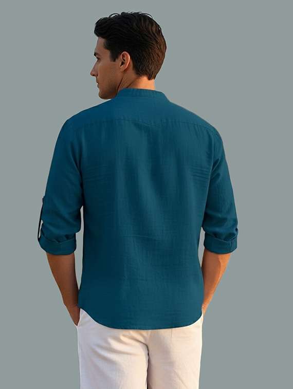 men solid mandarin neck short kurta - 22326489 -  Standard Image - 3