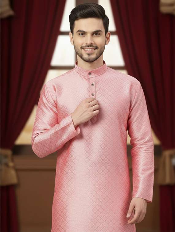 men self design mandarin neck long kurta - 22326515 -  Standard Image - 3