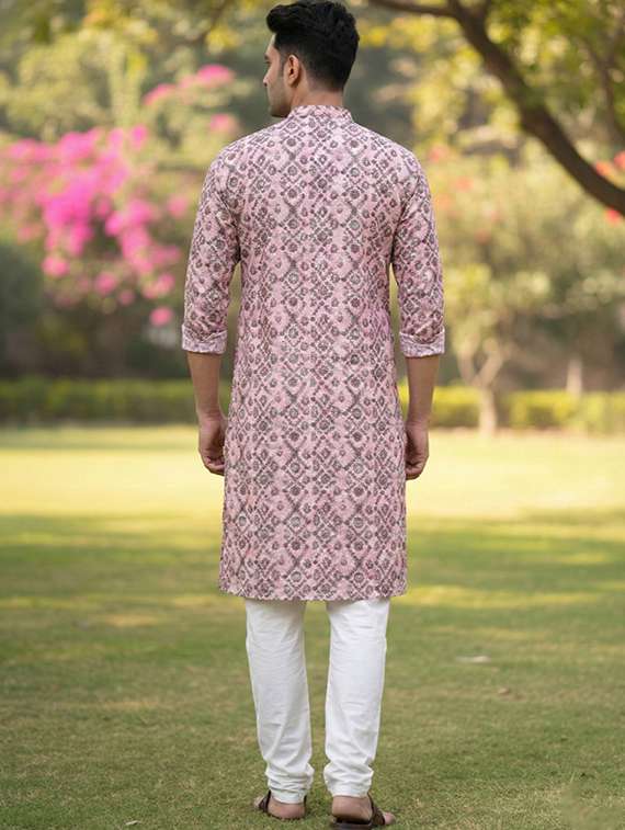 Men Printed Mandarin Neck Long Kurta - 22326533 -  Standard Image - 3