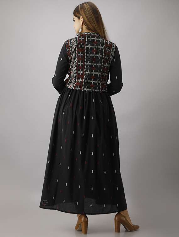 women self design three quarter sleeve ethnic dress - 22326539 -  Standard Image - 3