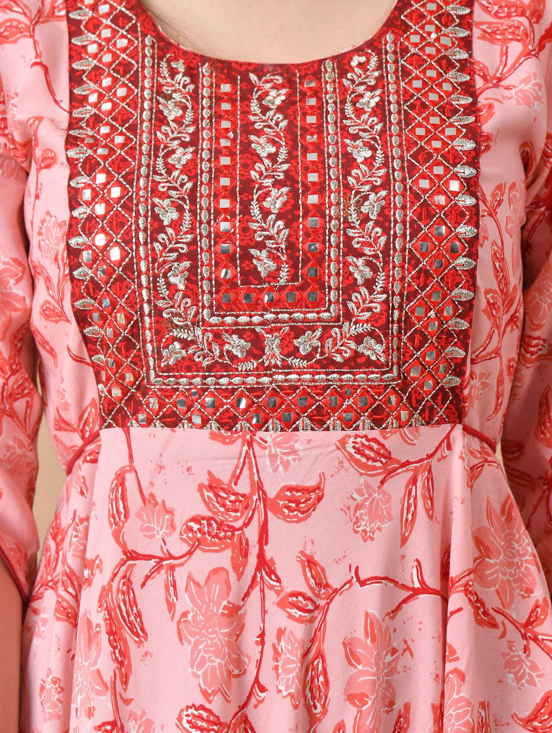 women floral printed three quarter sleeve ethnic dress - 22326547 -  Standard Image - 5