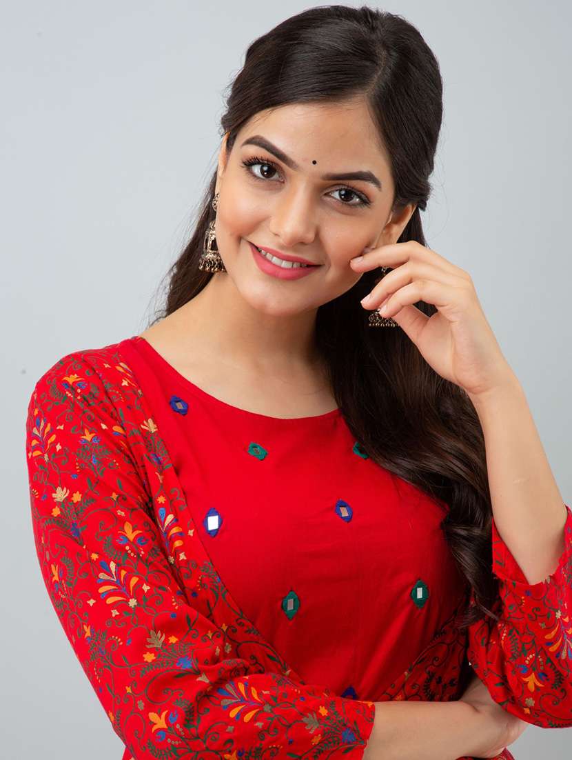 women printed three quarter sleeve ethnic dress - 22326550 -  Standard Image - 5