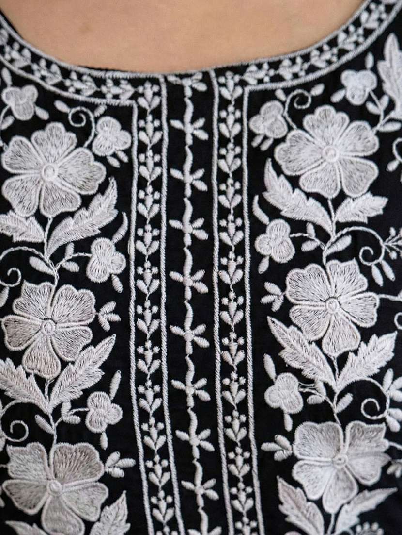 women solid with work long sleeve kurta pant with dupatta set - 22326581 -  Standard Image - 3