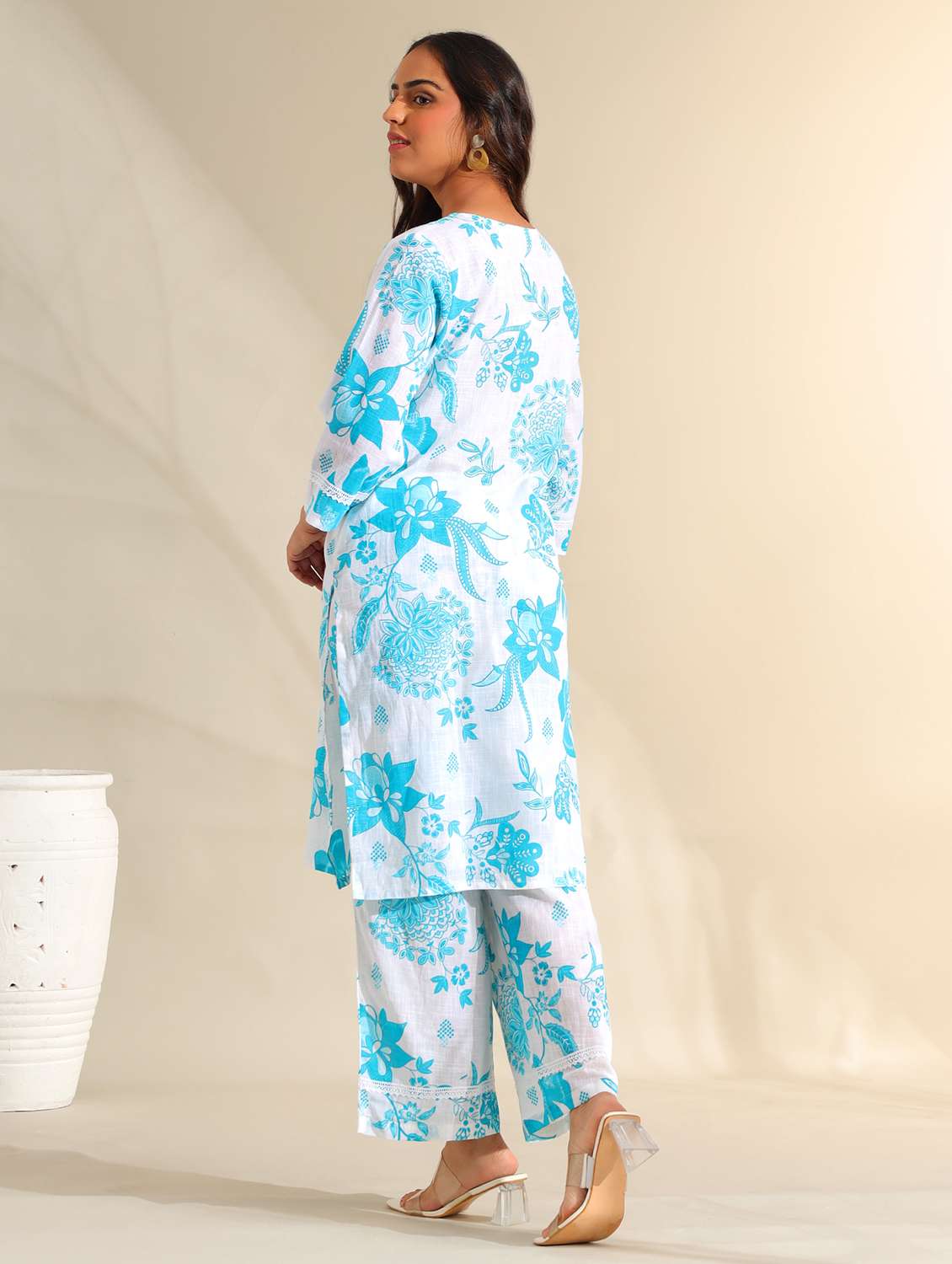 women floral three quarter sleeve ethnic co-ord set - 22326597 -  Standard Image - 3