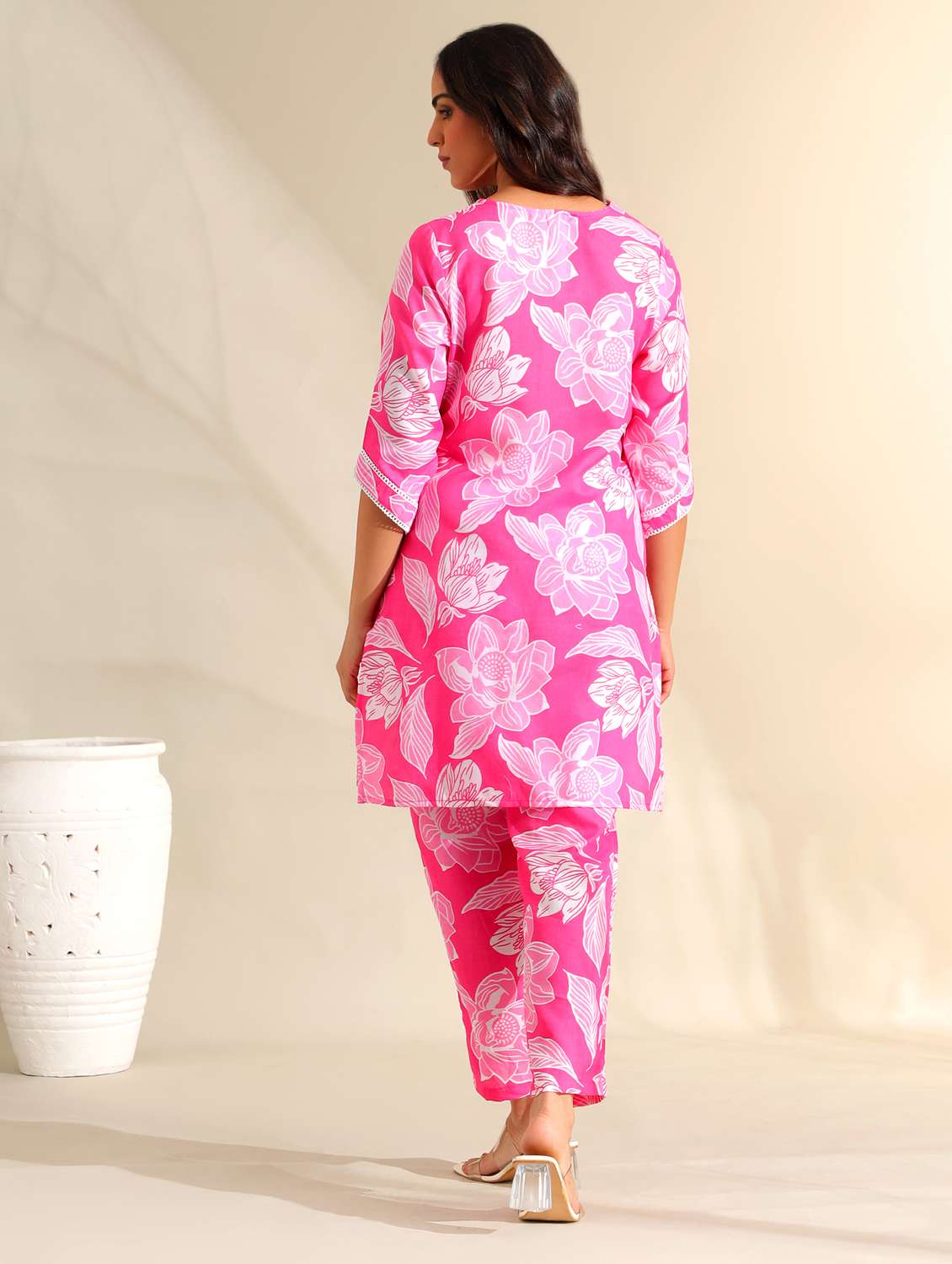 women floral three quarter sleeve ethnic co-ord set - 22326608 -  Standard Image - 3