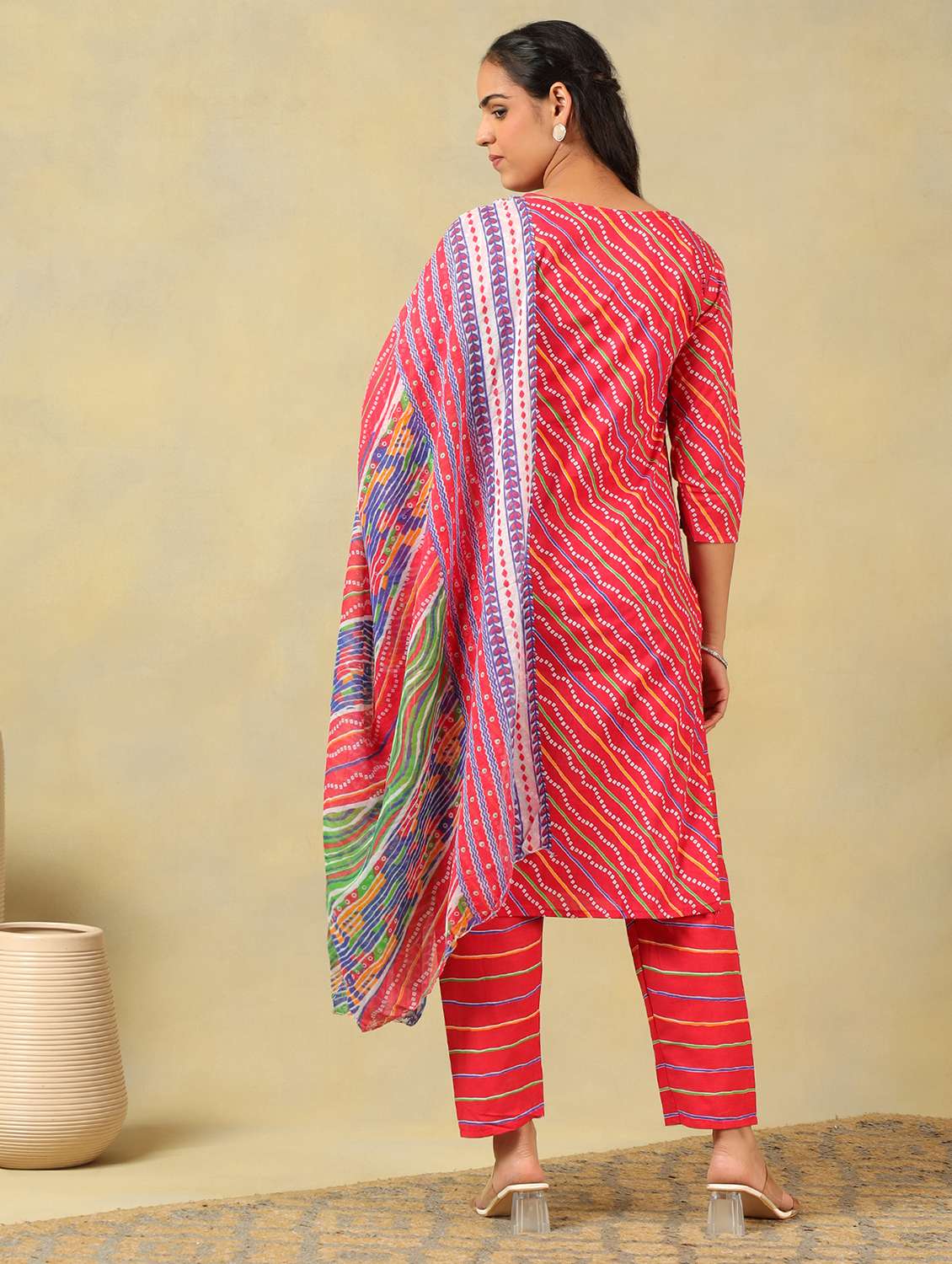 women printed three quarter sleeve kurta pant with dupatta set - 22326640 -  Standard Image - 3