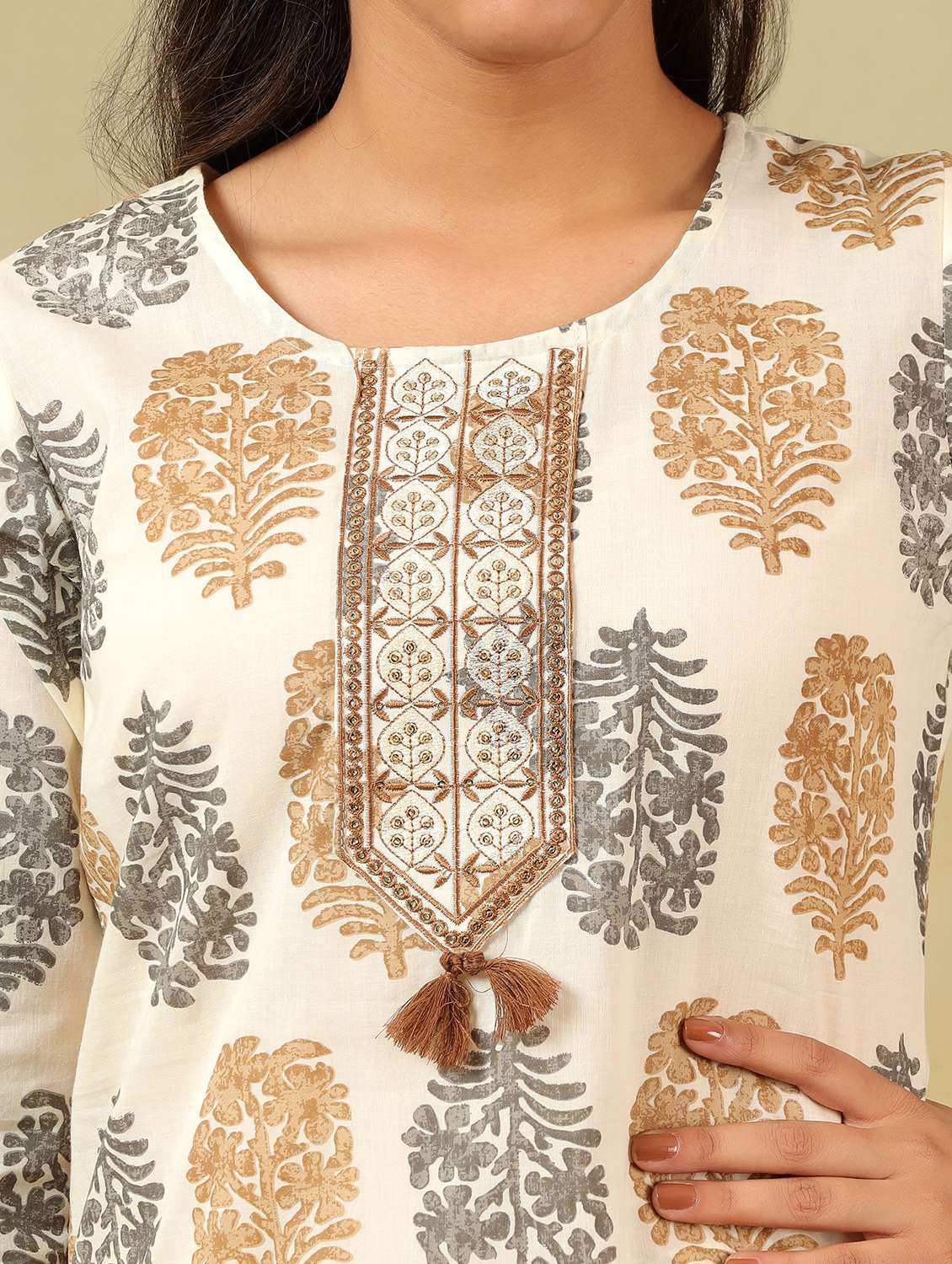 women printed three quarter sleeve kurta pant with dupatta set - 22326648 -  Standard Image - 5