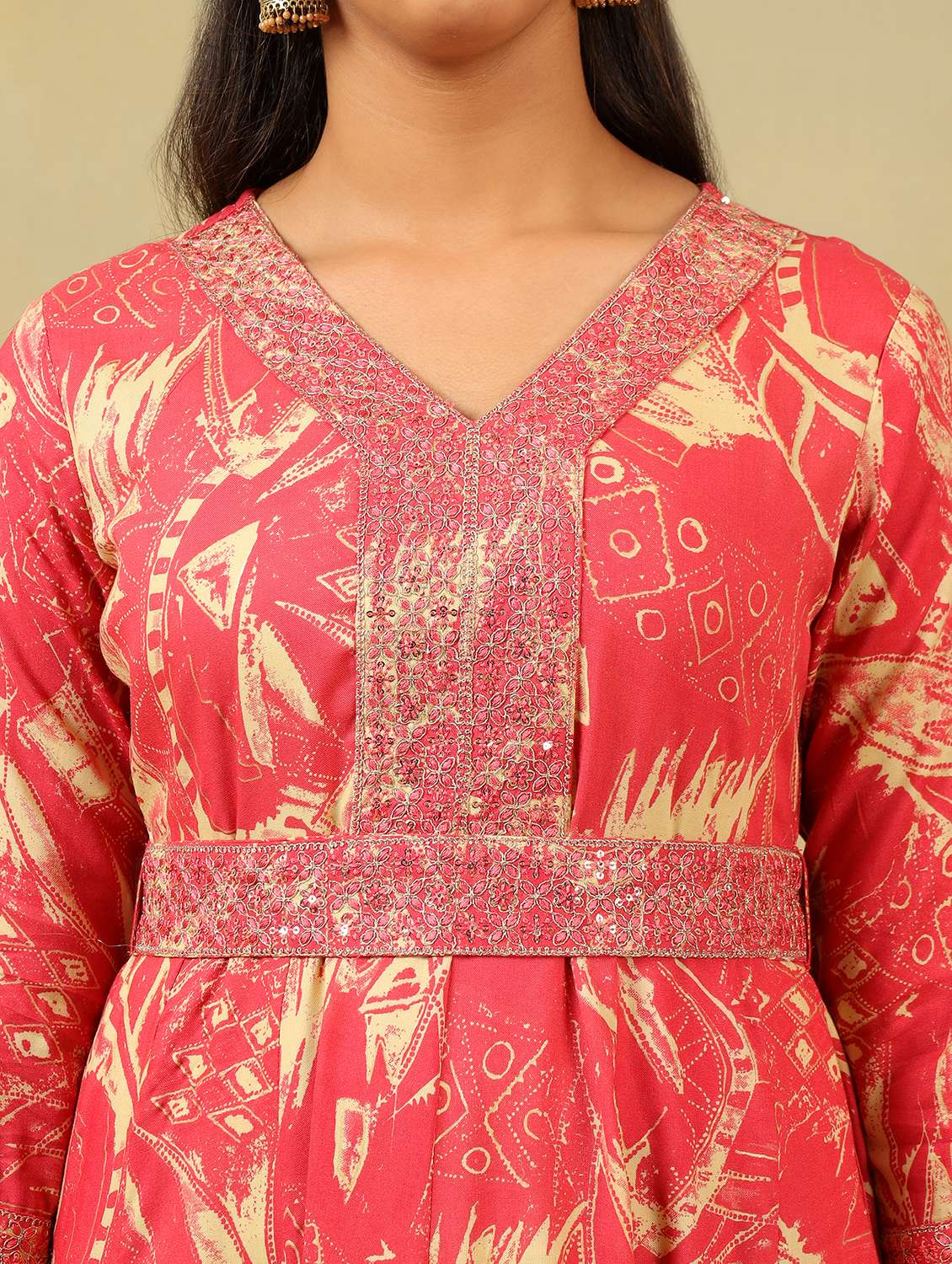 women printed v neck anarkali ethnic dress - 22326655 -  Standard Image - 5