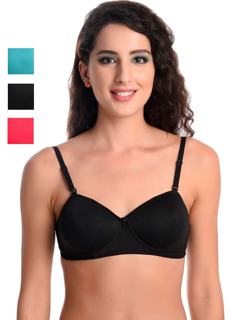 women pack of 3 solid non wired bra