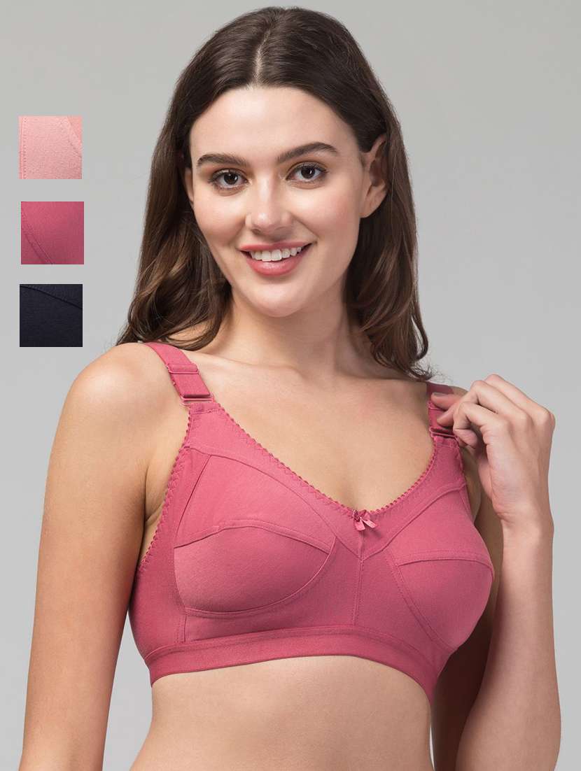 women pack of 3 solid non wired bra