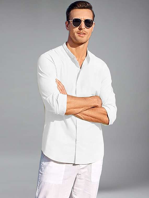 men solid long sleeve regular fit casual shirt