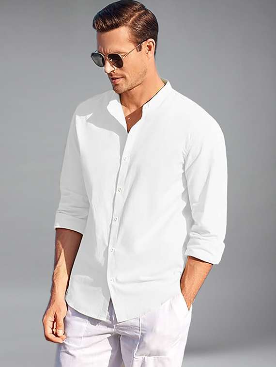 Men Solid Long Sleeve Regular Fit Casual Shirt - 22326787 -  Standard Image - 3