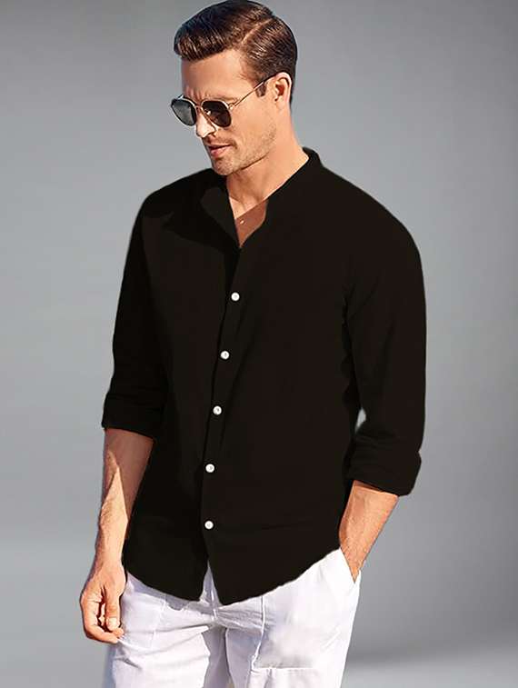 men solid long sleeve regular fit casual shirt