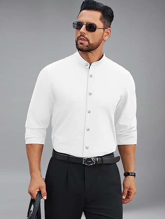 men solid long sleeve regular fit casual shirt