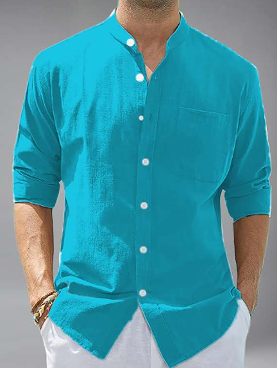men solid long sleeve regular fit casual shirt