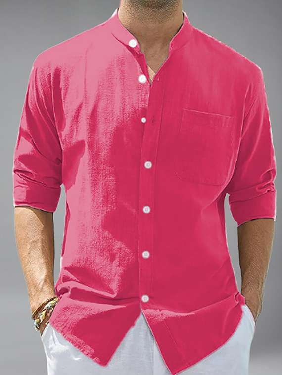 men solid long sleeve regular fit casual shirt