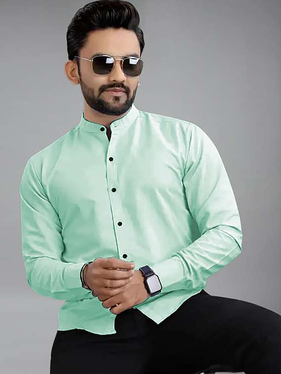 men solid long sleeve regular fit casual shirt