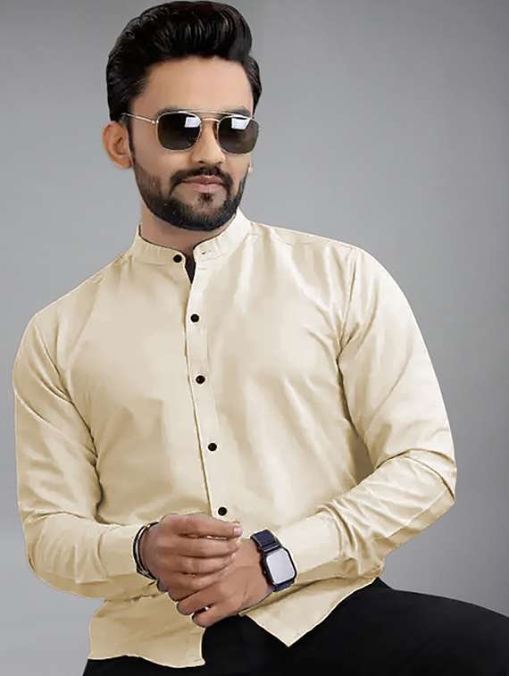 men solid long sleeve regular fit casual shirt