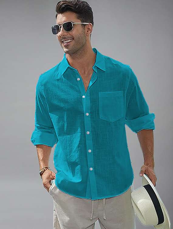 men solid long sleeve regular fit casual shirt