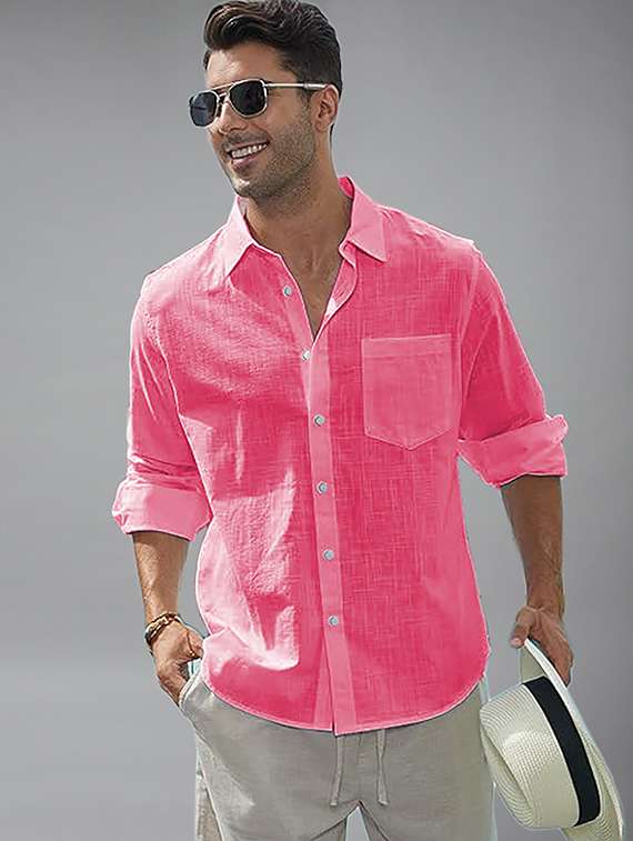 men solid long sleeve regular fit casual shirt