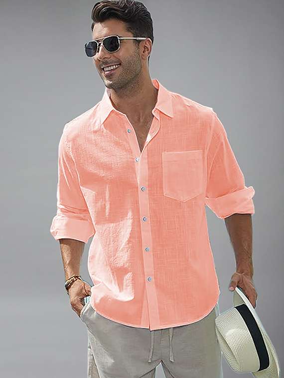 men solid long sleeve regular fit casual shirt