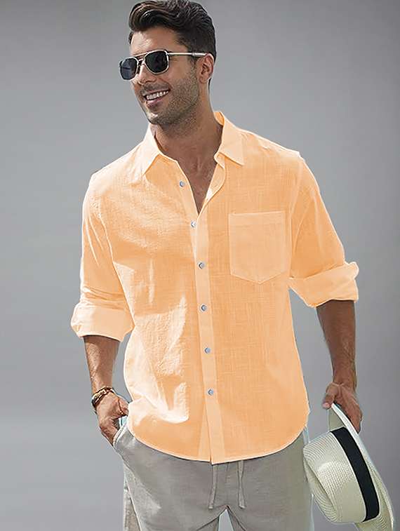 men solid long sleeve regular fit casual shirt