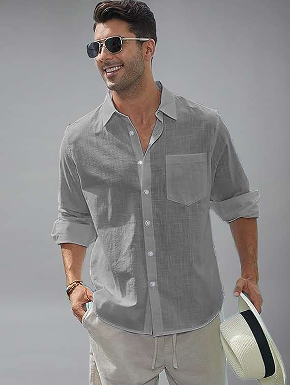 men solid long sleeve regular fit casual shirt