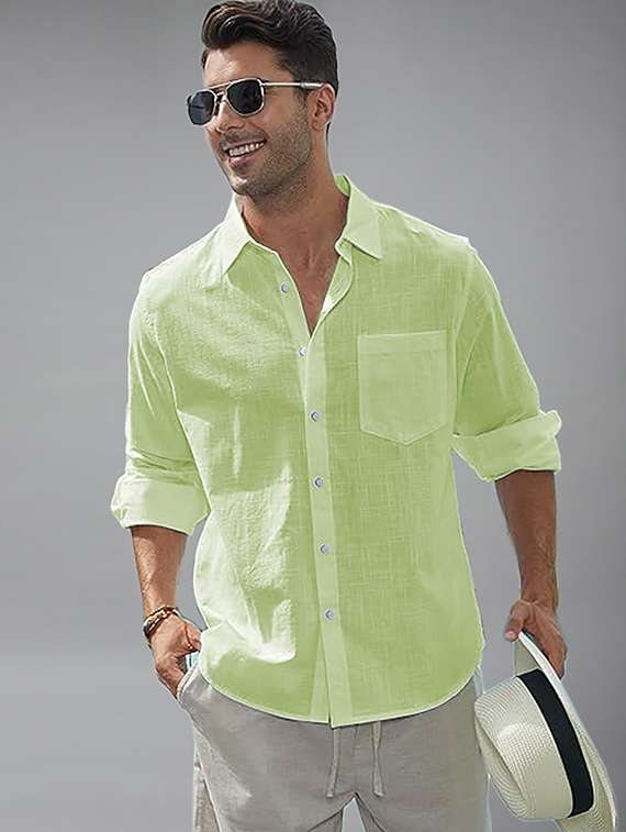 men solid long sleeve regular fit casual shirt