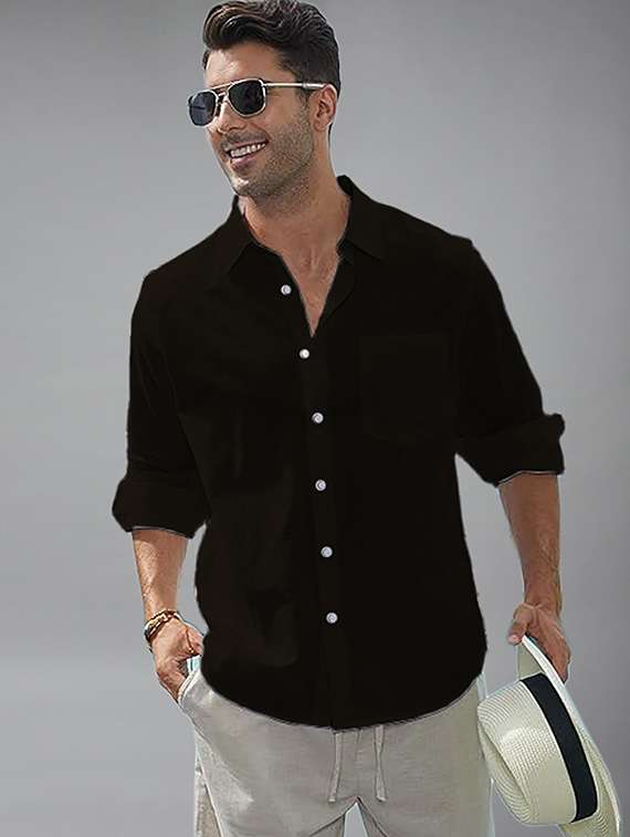 men solid long sleeve regular fit casual shirt