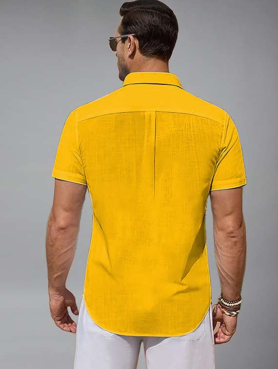 men solid short sleeve regular fit casual shirt - 22326878 -  Standard Image - 3